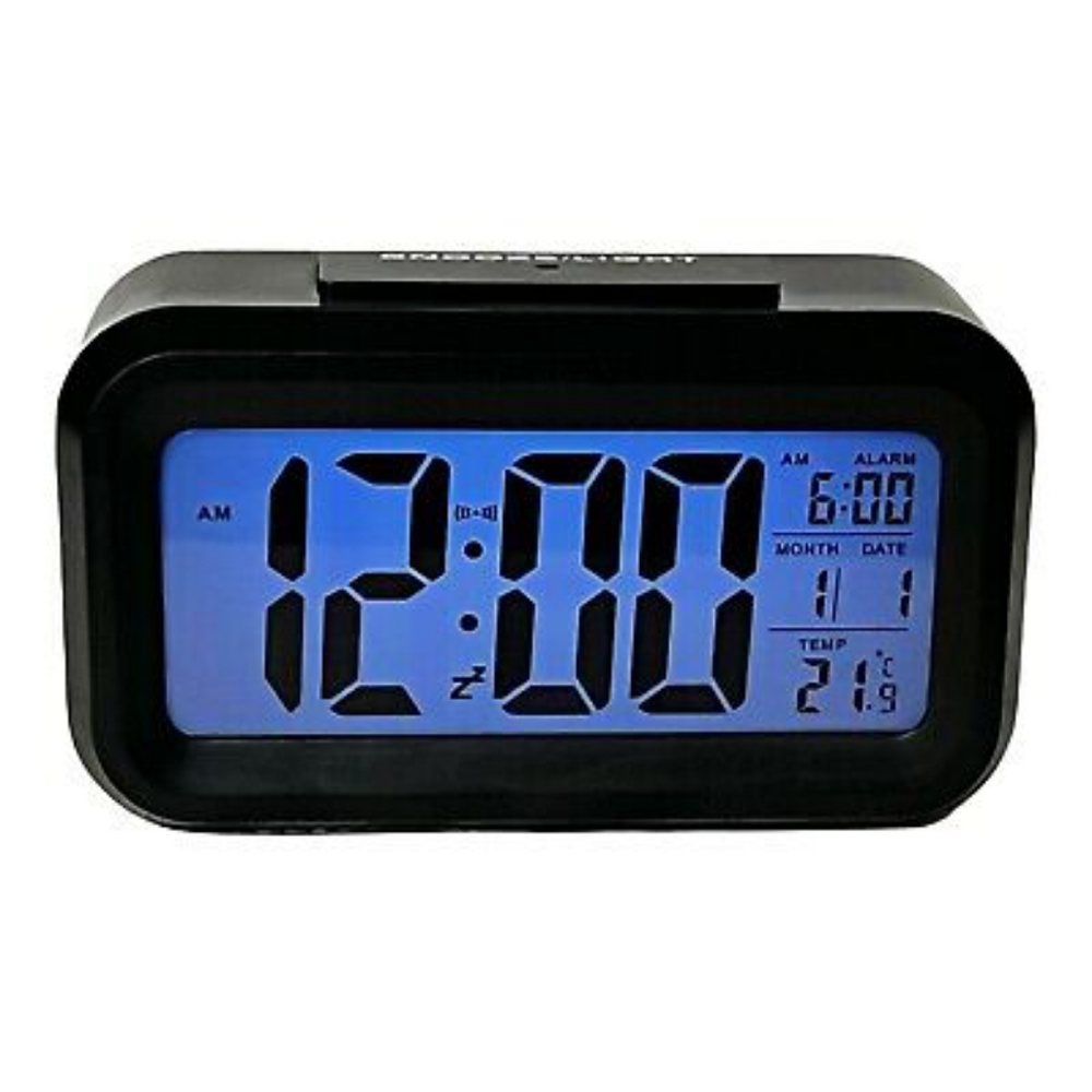 Tzumi Portable Alarm Clock Desk Black Style 6695DG LED Backlight  AAA Batteries